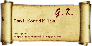 Gani Kordélia névjegykártya